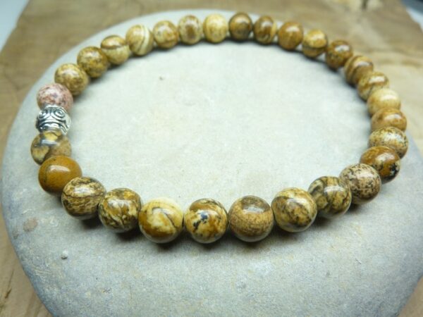 Bracelet Jaspe Paysage - Perles rondes 6 mm