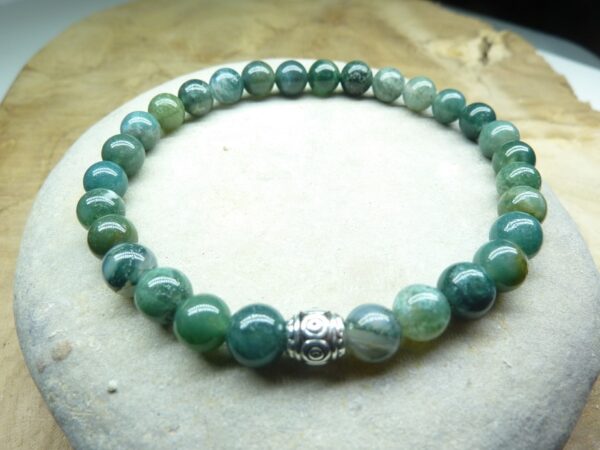 Bracelet Agate Mousse - Perles rondes 6 mm