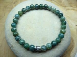 Bracelet Agate Mousse - Perles rondes 6 mm 