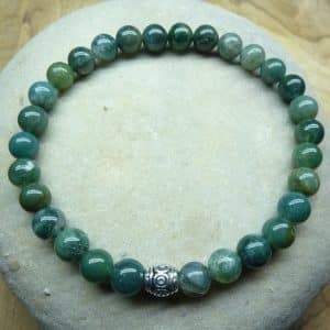 Bracelet Agate Mousse - Perles rondes 6 mm
