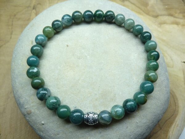 Bracelet Agate Mousse - Perles rondes 6 mm