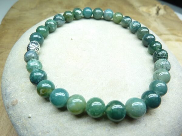 Bracelet Agate Mousse - Perles rondes 6 mm