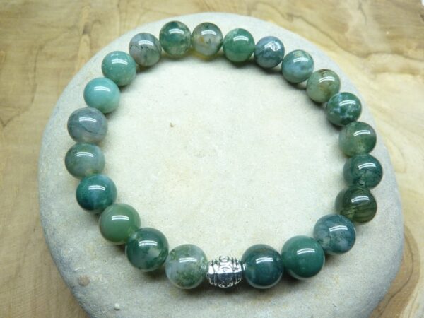 Bracelet Agate Mousse - Perles rondes 8 mm