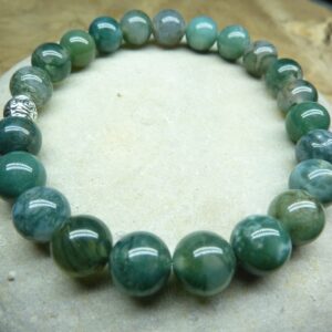 Bracelet Agate Mousse - Perles rondes 8 mm