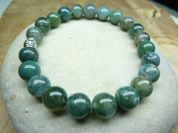 Bracelet Agate Mousse - Perles rondes 8 mm