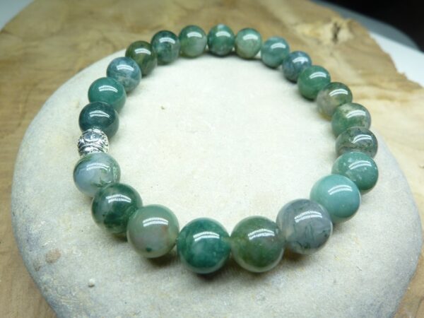 Bracelet Agate Mousse - Perles rondes 8 mm
