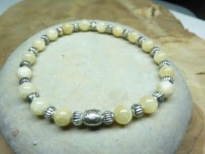 Bracelet Calcite et argent - Perles rondes 6 mm