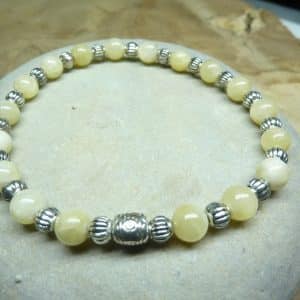 Bracelet Calcite et argent - Perles rondes 6 mm