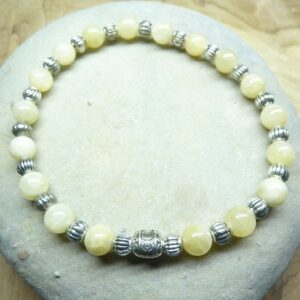 Bracelet Calcite et argent - Perles rondes 6 mm