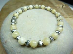 Bracelet Calcite et argent - Perles rondes 6 mm