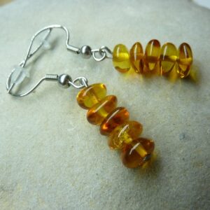 Boucles d'oreilles Ambre Cognac véritable Baltique