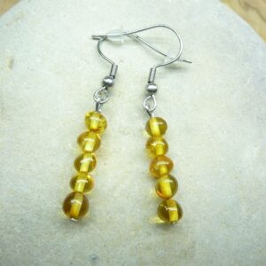 Boucles d'oreilles Ambre miel véritable Baltique