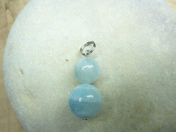 Pendentif Aigue marine - Perles rondes 12-8 mm
