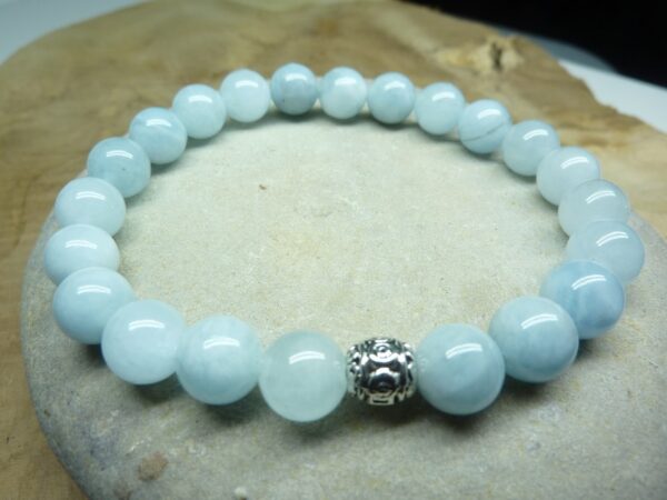 Bracelet Aigue Marine - Perles rondes 8 mm