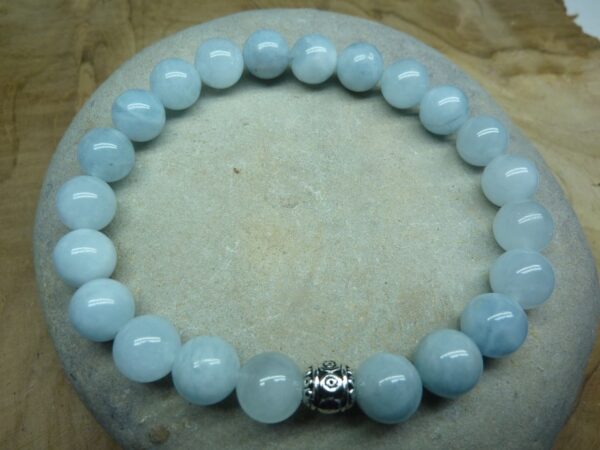 Bracelet Aigue Marine - Perles rondes 8 mm