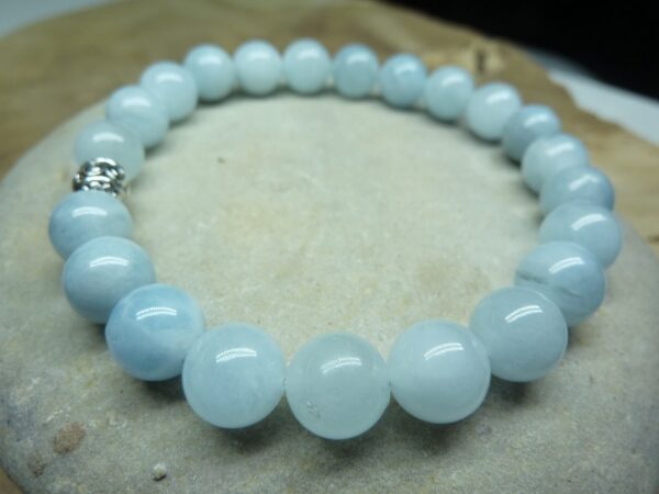 Bracelet Aigue Marine - Perles rondes 8 mm