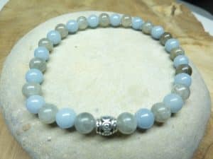 Bracelet Labradorite-Angélite - Perles rondes 6 mm