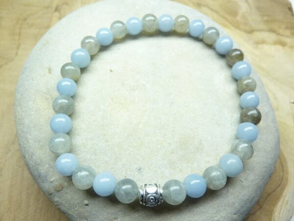Bracelet Labradorite-Angélite - Perles rondes 6 mm