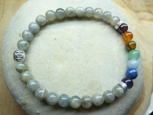 Bracelet Chakras-Labradorite - Perles rondes 6 mm