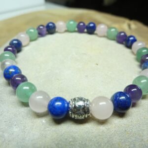 Bracelet Aventurine-Lapis lazuli-Améthyste-quartz rose 6 mm