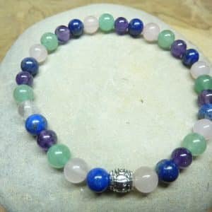 Bracelet Aventurine-Lapis lazuli-Améthyste-quartz rose 6 mm