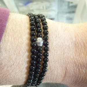 Collier Tourmaline noire - Perles rondes 4 mm