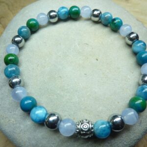 bracelet Calcédoine-Apatite-Hématite-Chrysocolle