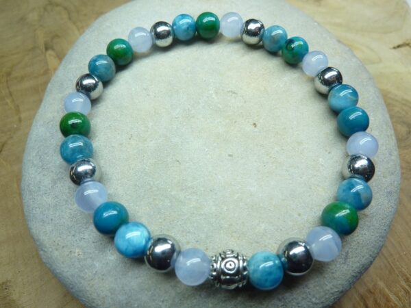 bracelet Calcédoine-Apatite-Hématite-Chrysocolle