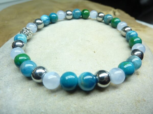 bracelet Calcédoine-Apatite-Hématite-Chrysocolle