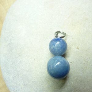 Pendentif Aventurine bleue - Perles rondes 12-10 mm