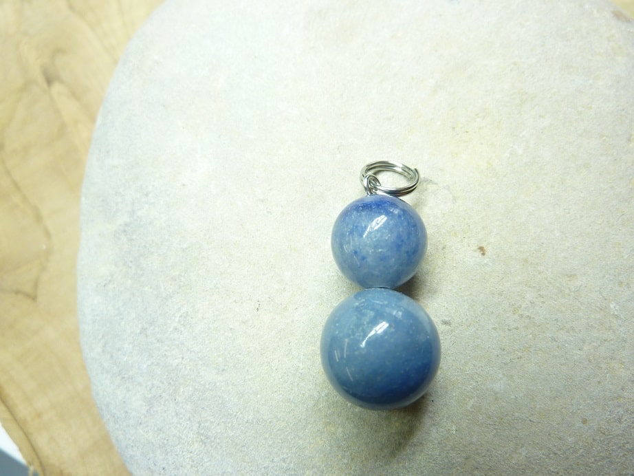 Pendentif Aventurine bleue - Perles rondes 12-10 mm
