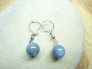 Boucles d'oreilles Aventurine bleue - Perles rondes 10 mm