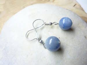 Boucles d'oreilles Aventurine bleue - Perles rondes 10 mm