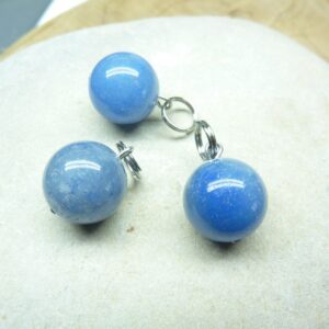 Pendentif Aventurine bleue - Perles rondes 10 mm