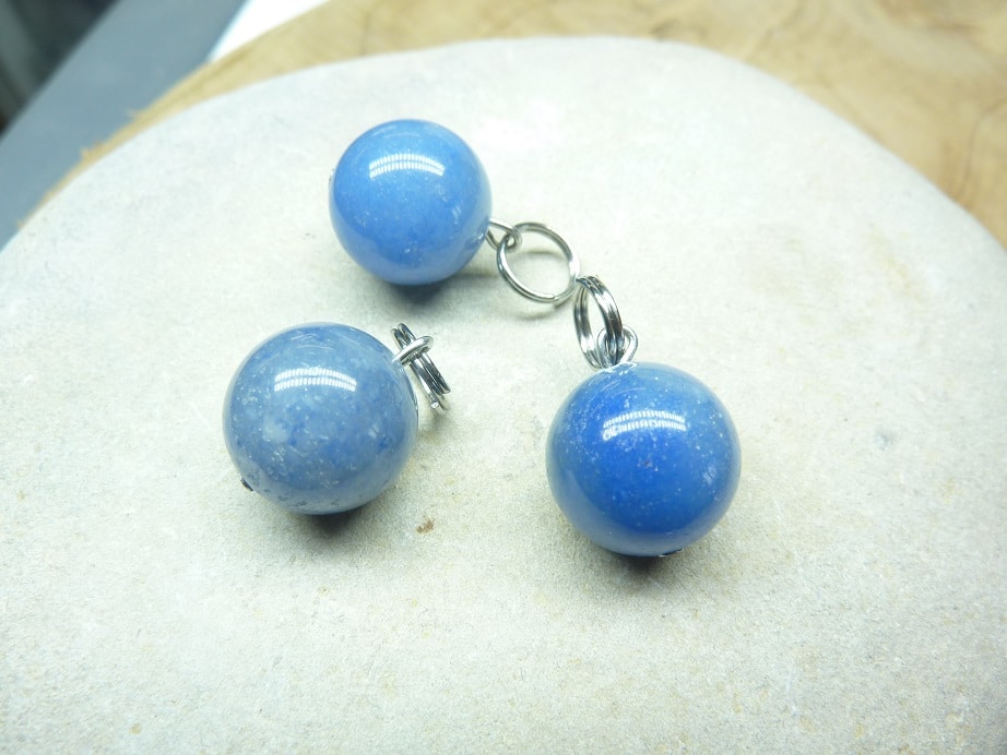 Pendentif Aventurine bleue - Perles rondes 10 mm