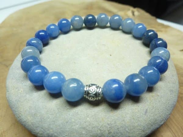 Bracelet Aventurine bleue - Perles rondes 8 mm