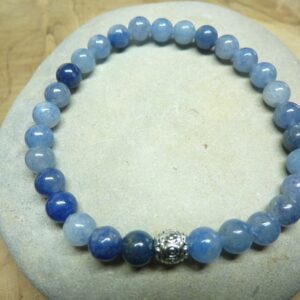 Bracelet Aventurine bleue - Perles rondes 6 mm