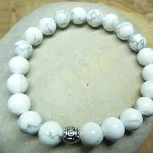 Bracelet Howlite - perles rondes 8 mm