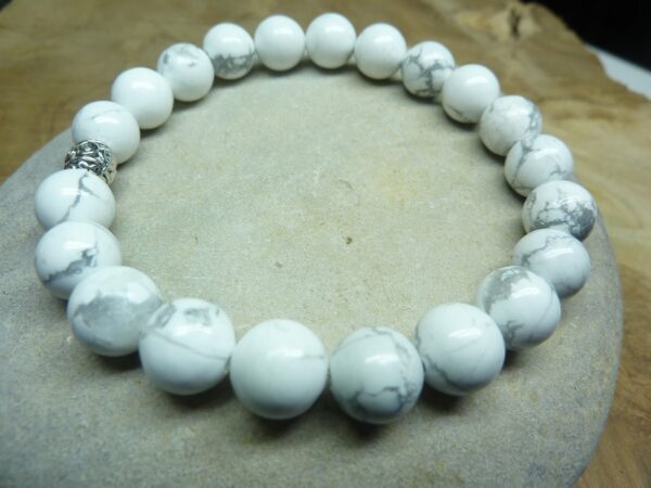 Bracelet Howlite - perles rondes 8 mm