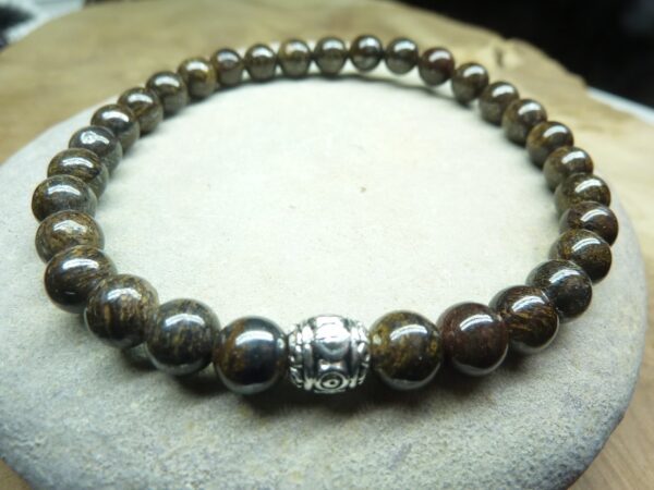 Bracelet Bronzite - perles rondes 6 mm
