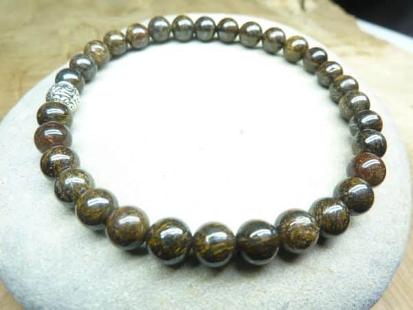 Bracelet Bronzite - perles rondes 6 mm