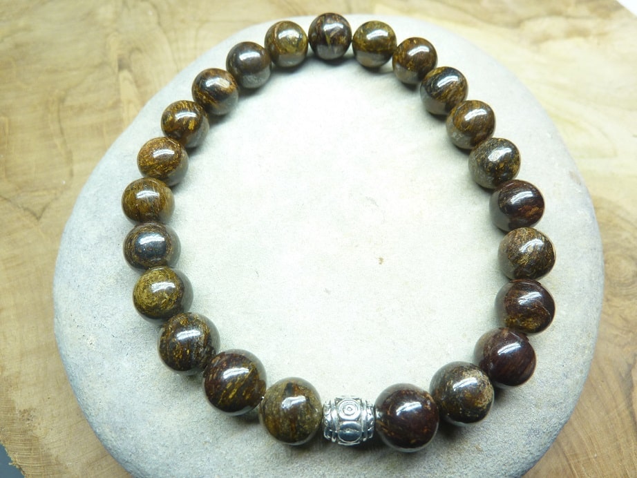 Bracelet Bronzite - perles rondes 8 mm