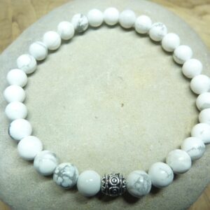 Bracelet Howlite - perles rondes 6 mm