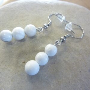 Boucles d'oreilles Howlite - Perles rondes 6 mm