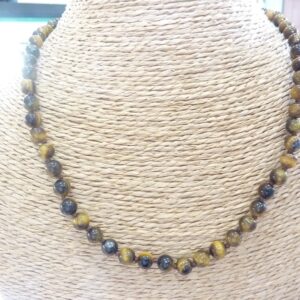 Collier Oeil de tigre - Perles rondes 6 mm