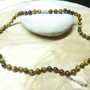 Collier Oeil de tigre - Perles rondes 6 mm