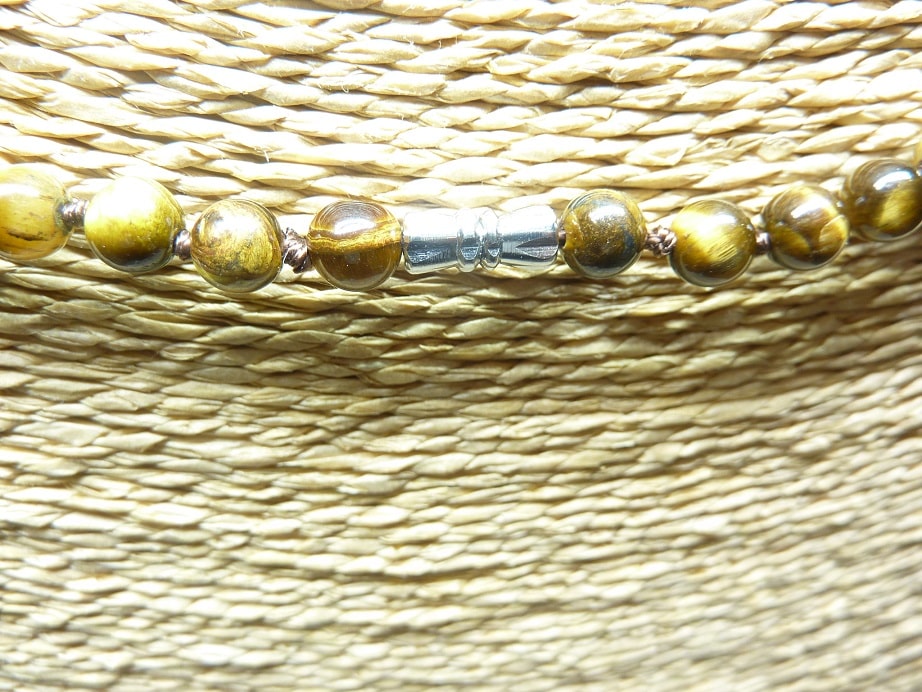 Collier Oeil de tigre - Perles rondes 6 mm L 62 cm