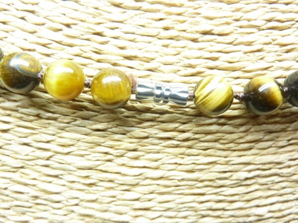 Collier Oeil de tigre - Perles rondes 8 mm L 64 cm