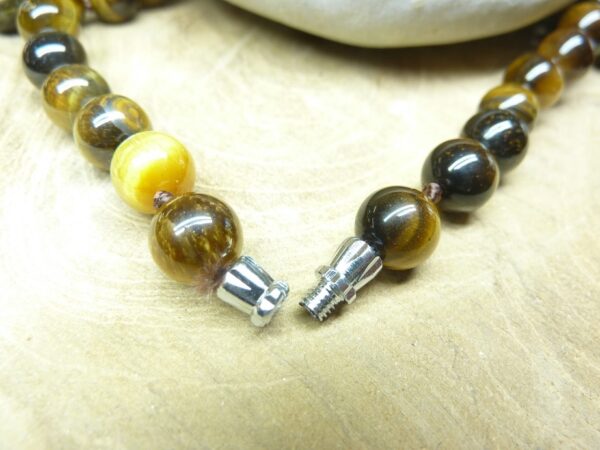 Collier Oeil de tigre - Perles rondes 8 mm L 64 cm