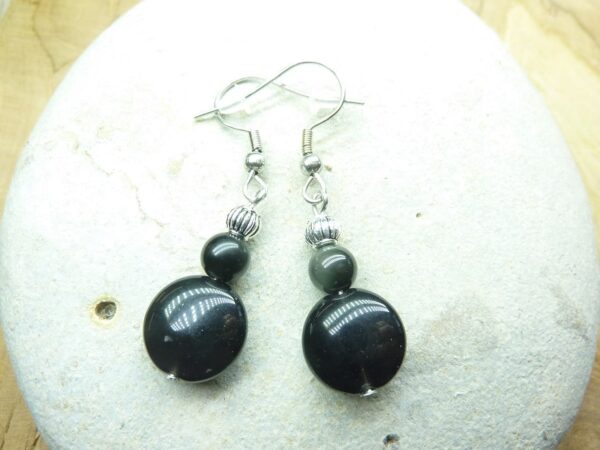 Boucles d'oreilles Obsidienne oeil céleste